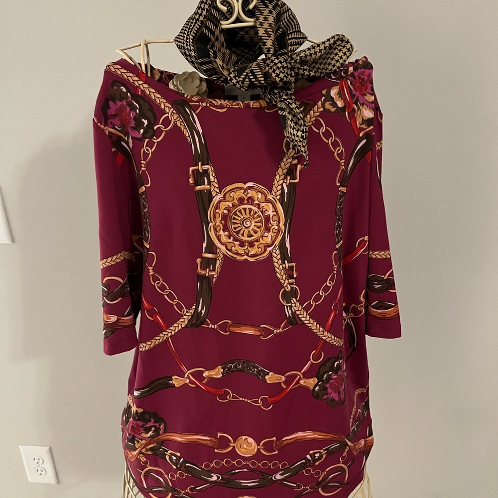 Chic Purple Chain Print Top Size M